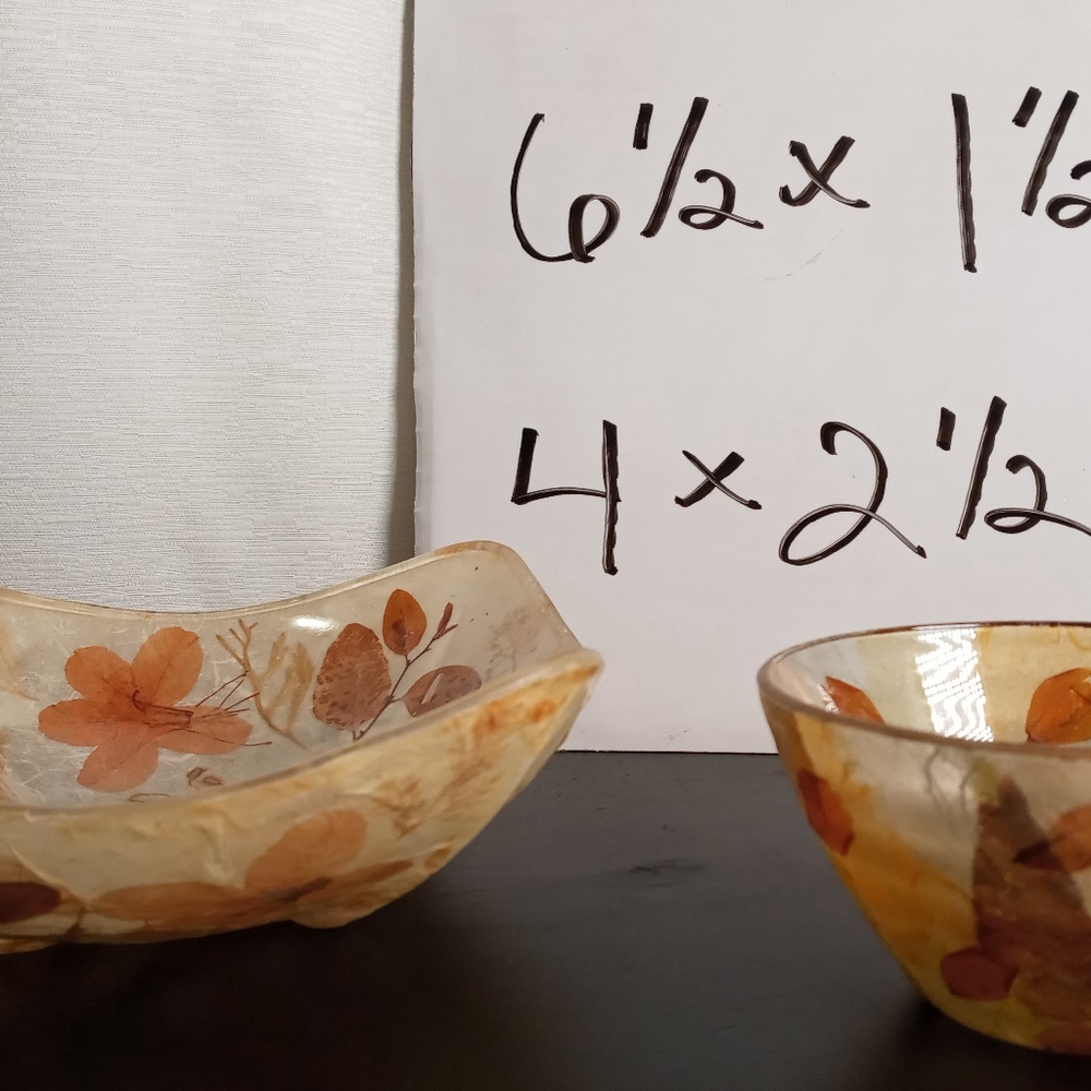 RETRO Art Decoupage SET of 2 WILDFLOWERS HIPPIE SHABBY CHIC Glass Bowls DECOR - Picture 6 of 8